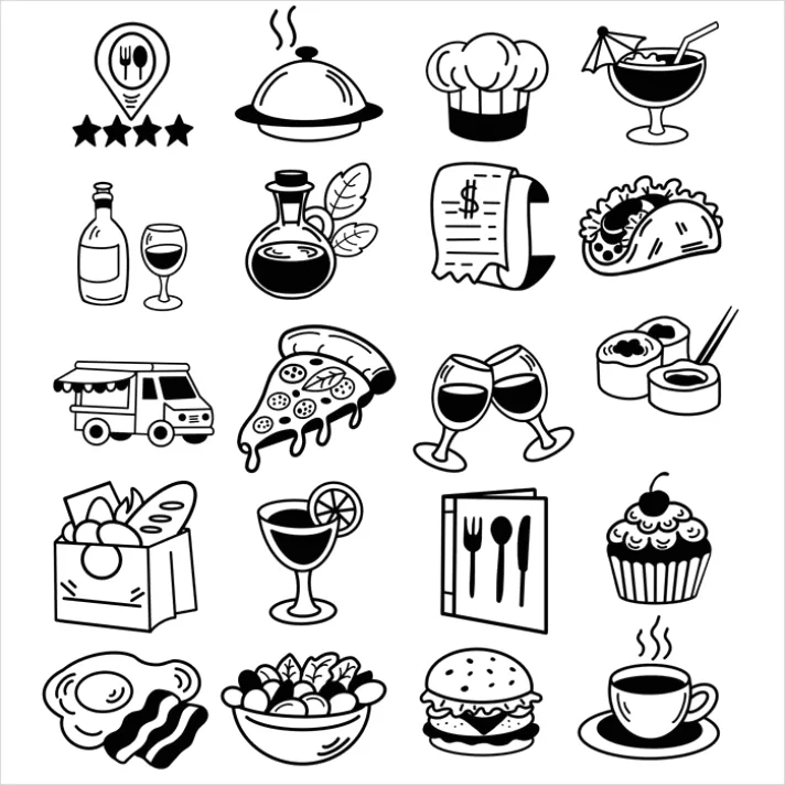 Detail Food Icons Set Vector Number 3