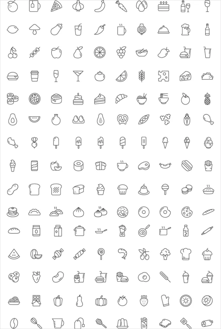 Detail Food Icons Set Vector Number 4