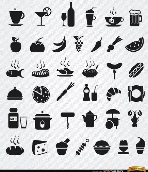 Detail Food Icons Set Vector Number 6
