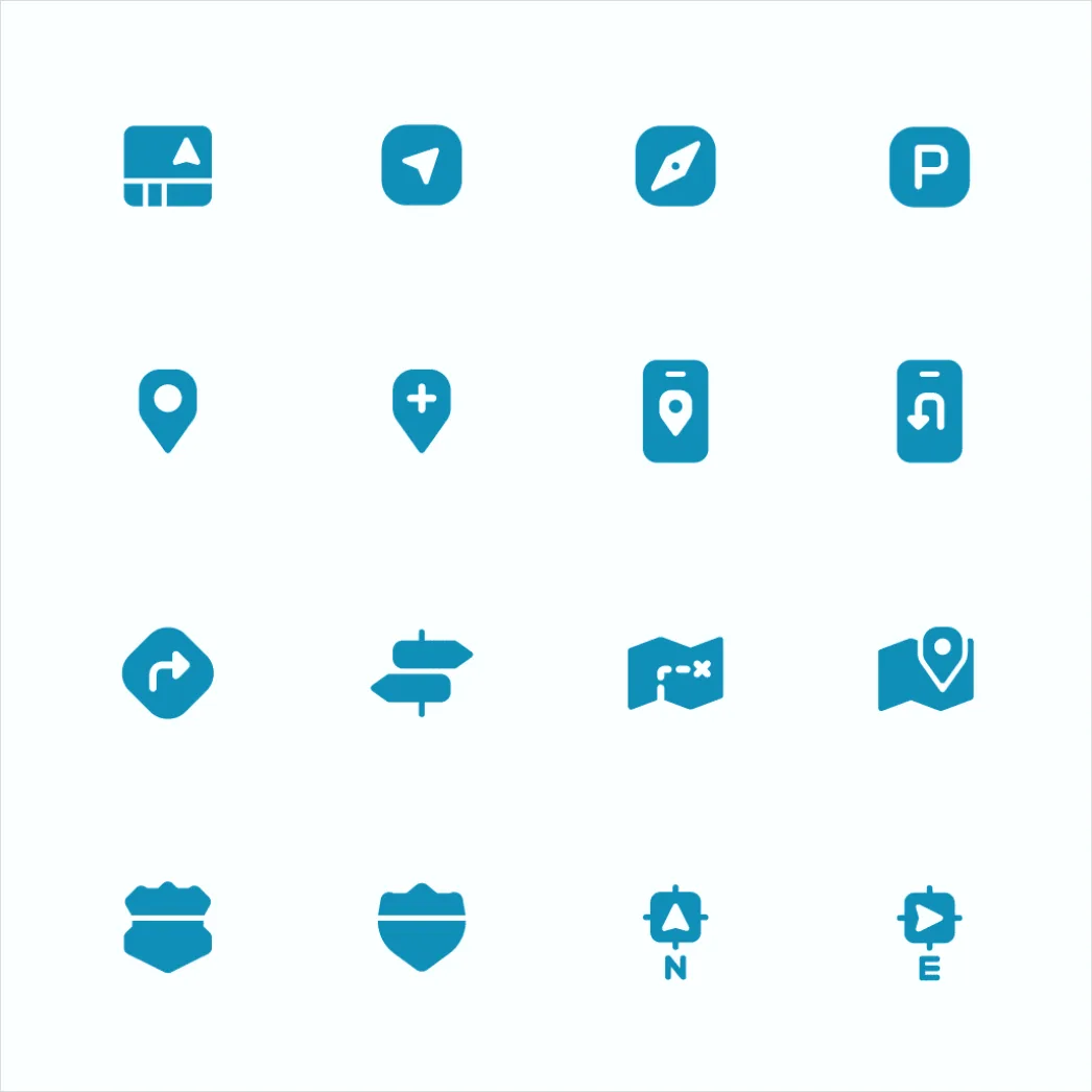 Detail Map Icons Set Vector Number 16