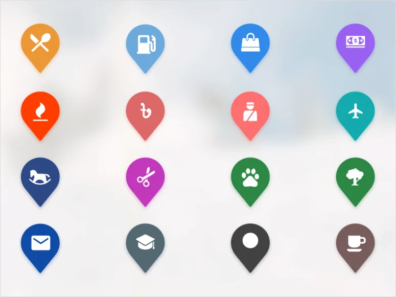 Detail Map Icons Set Vector Number 3