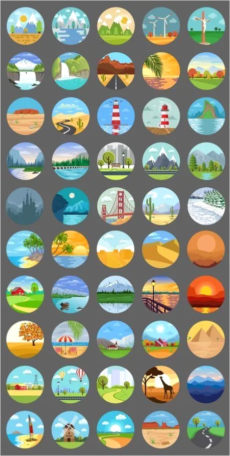 Detail Nature Icons Set Vector Number 13