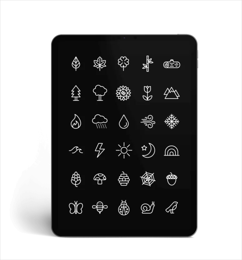 Detail Nature Icons Set Vector Number 3