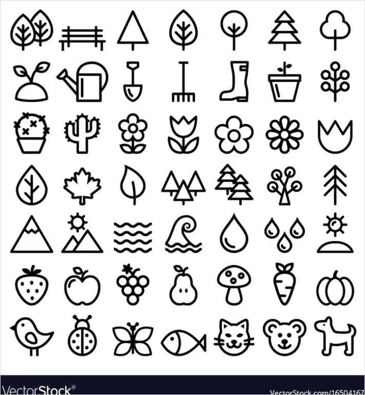 Detail Nature Icons Set Vector Number 8