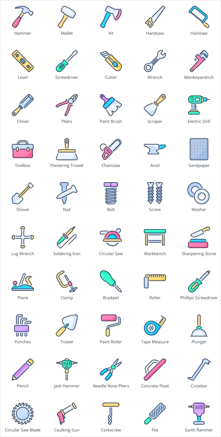 Detail Tools Icons Set Vector Number 8