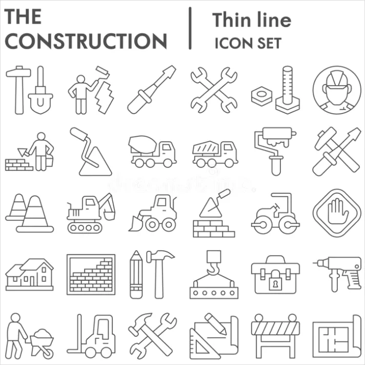 Detail Construction Icons Set Outline Number 2
