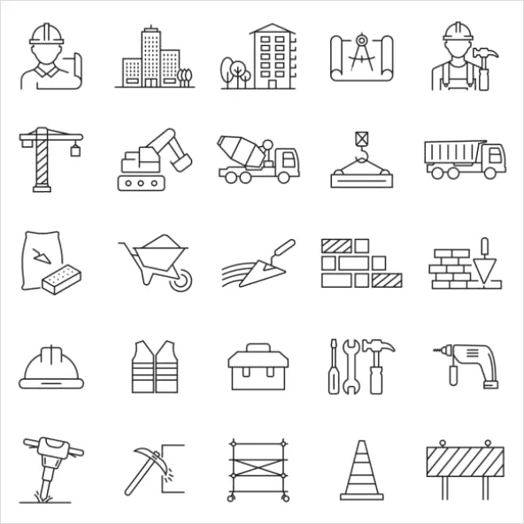 Detail Construction Icons Set Outline Number 4