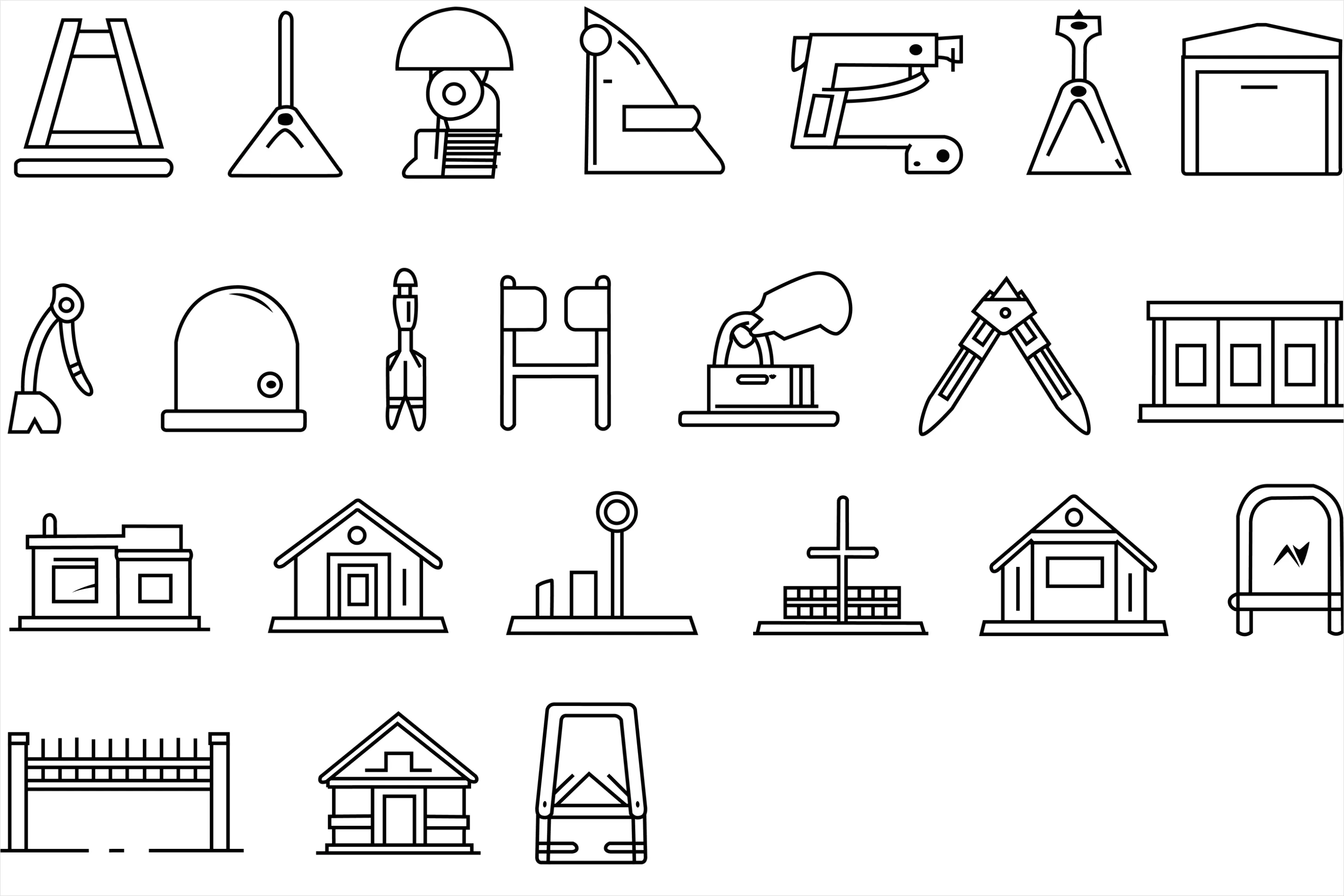 Detail Construction Icons Set Outline Number 6