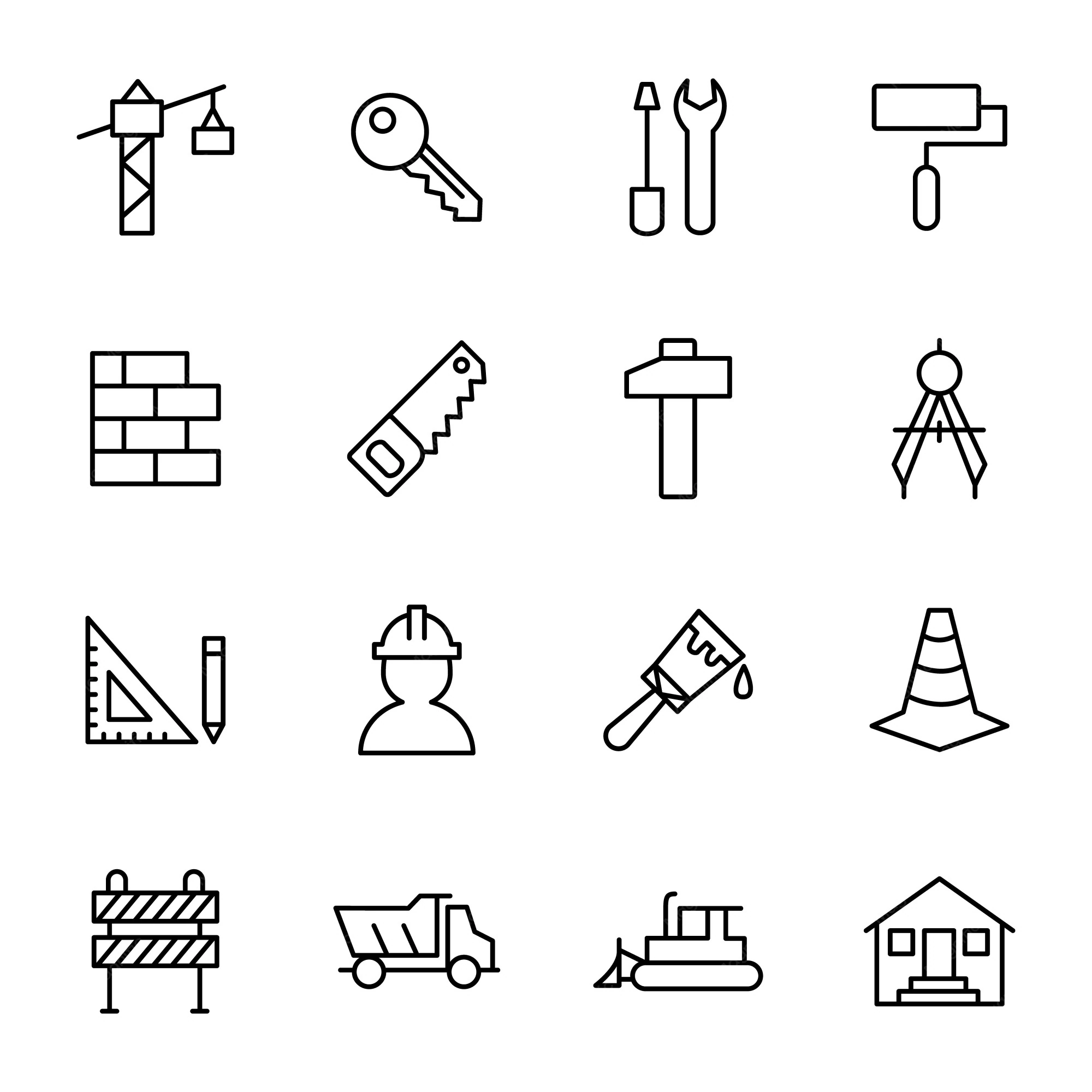 Detail Construction Icons Set Outline Number 8