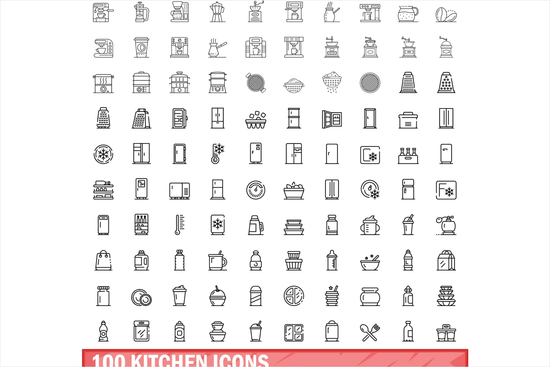 Detail Kitchen Icons Set Outline Number 10