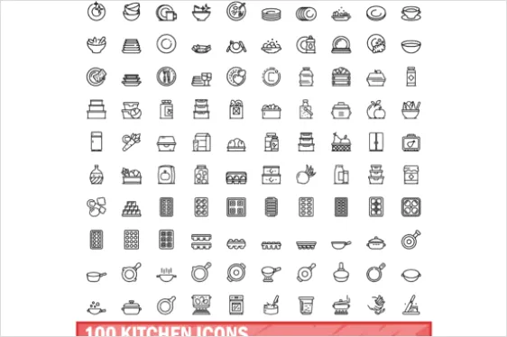 Detail Kitchen Icons Set Outline Number 12
