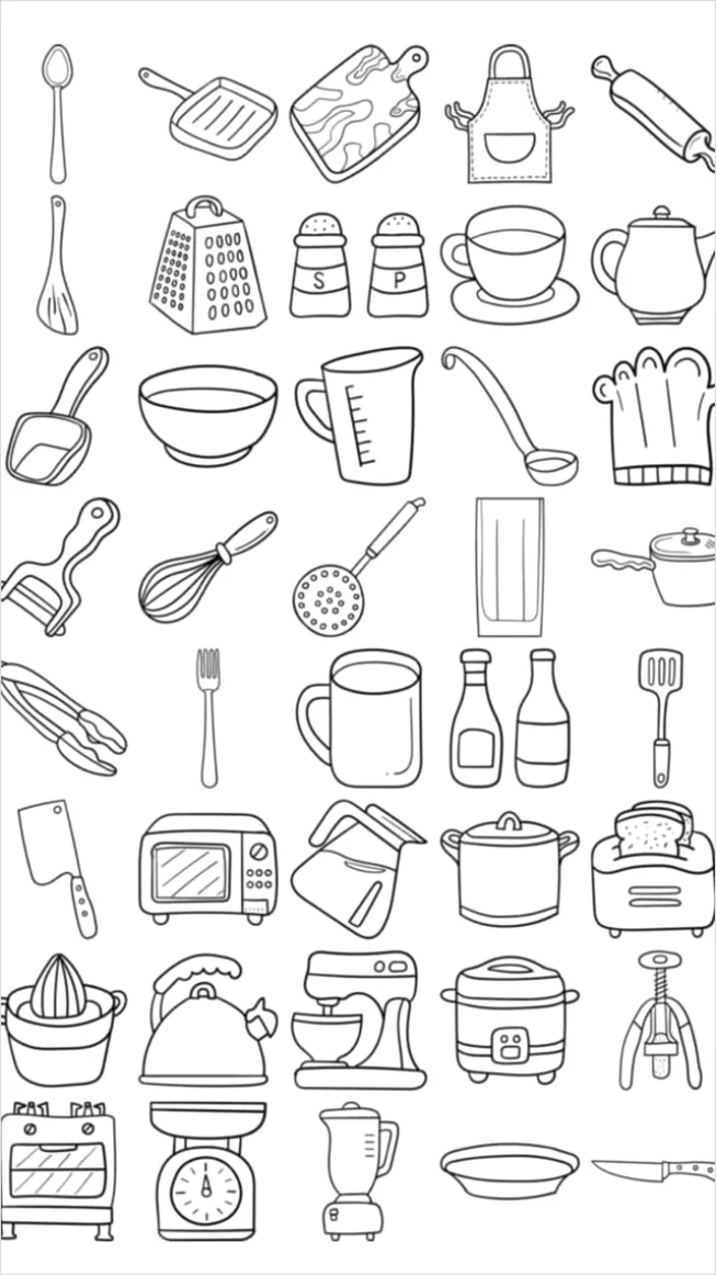 Detail Kitchen Icons Set Outline Number 3