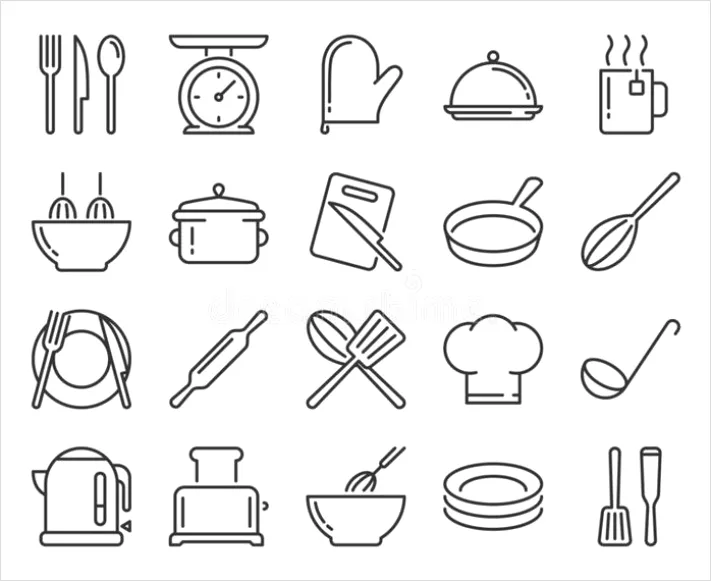 Detail Kitchen Icons Set Outline Number 4