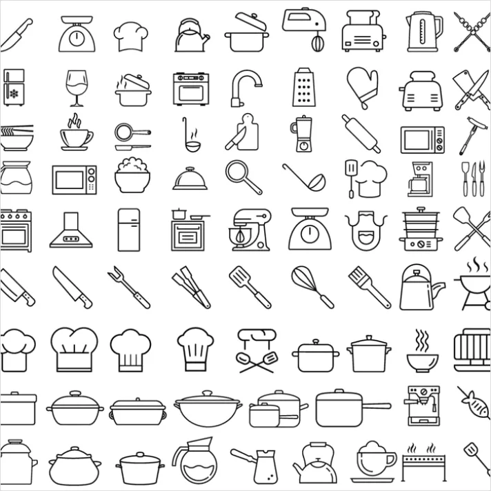 Detail Kitchen Icons Set Outline Number 5