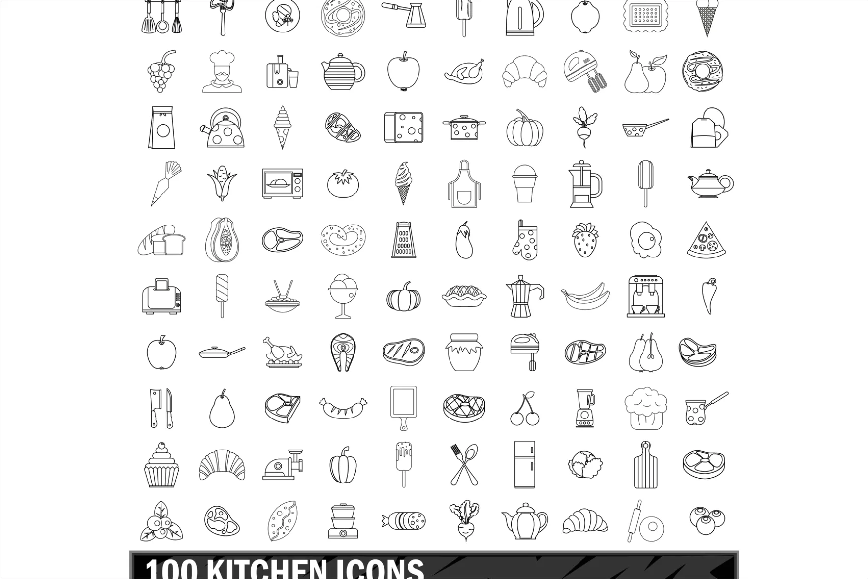 Detail Kitchen Icons Set Outline Number 9