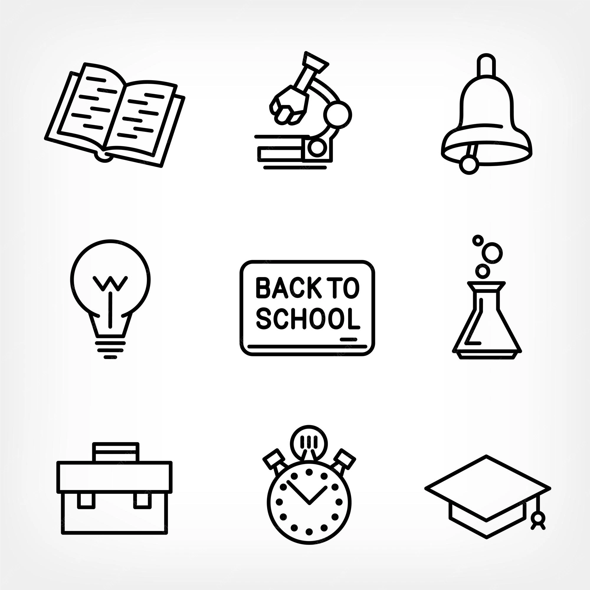 Detail School Icons Set Outline Number 13