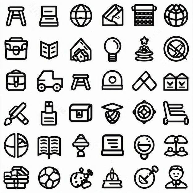 Detail School Icons Set Outline Number 18