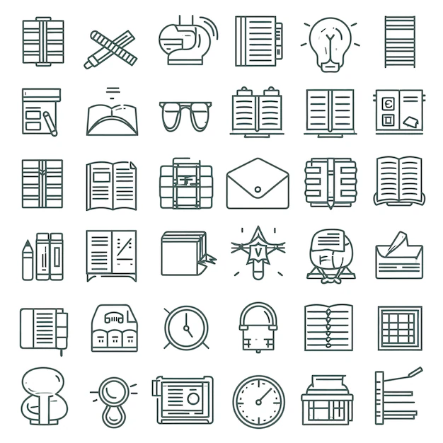 Detail School Icons Set Outline Number 20