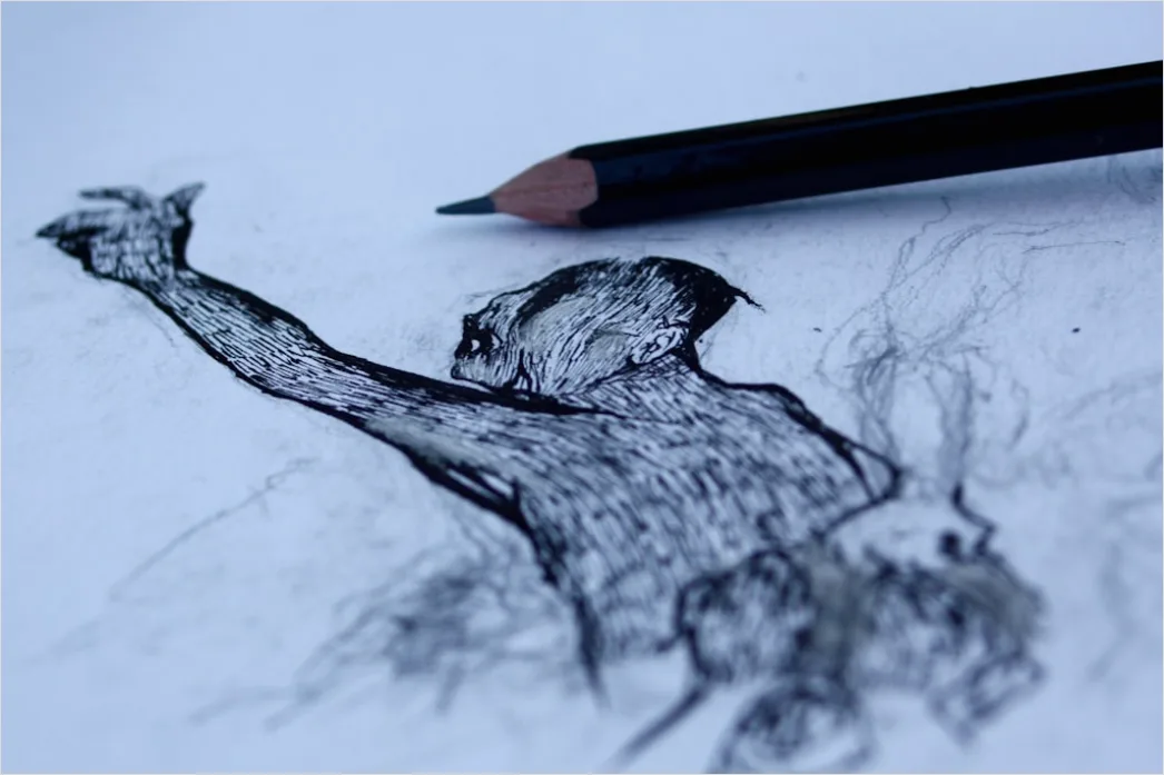 Bleistift Skizze Hand Gezeichnet Auf Papier 4f64