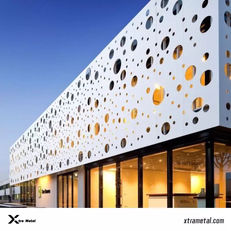 Detail Fassade Metall Perforiert Muster Modern Number 4