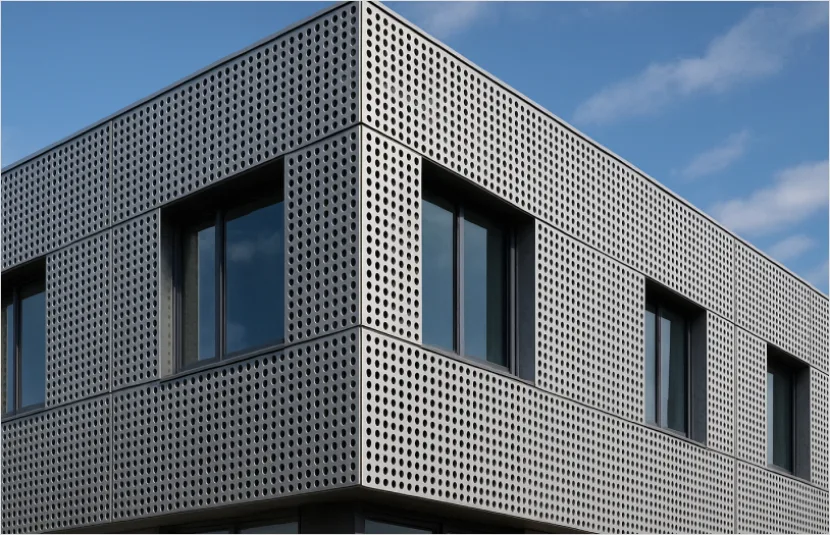 Detail Fassade Metall Perforiert Muster Modern Number 8
