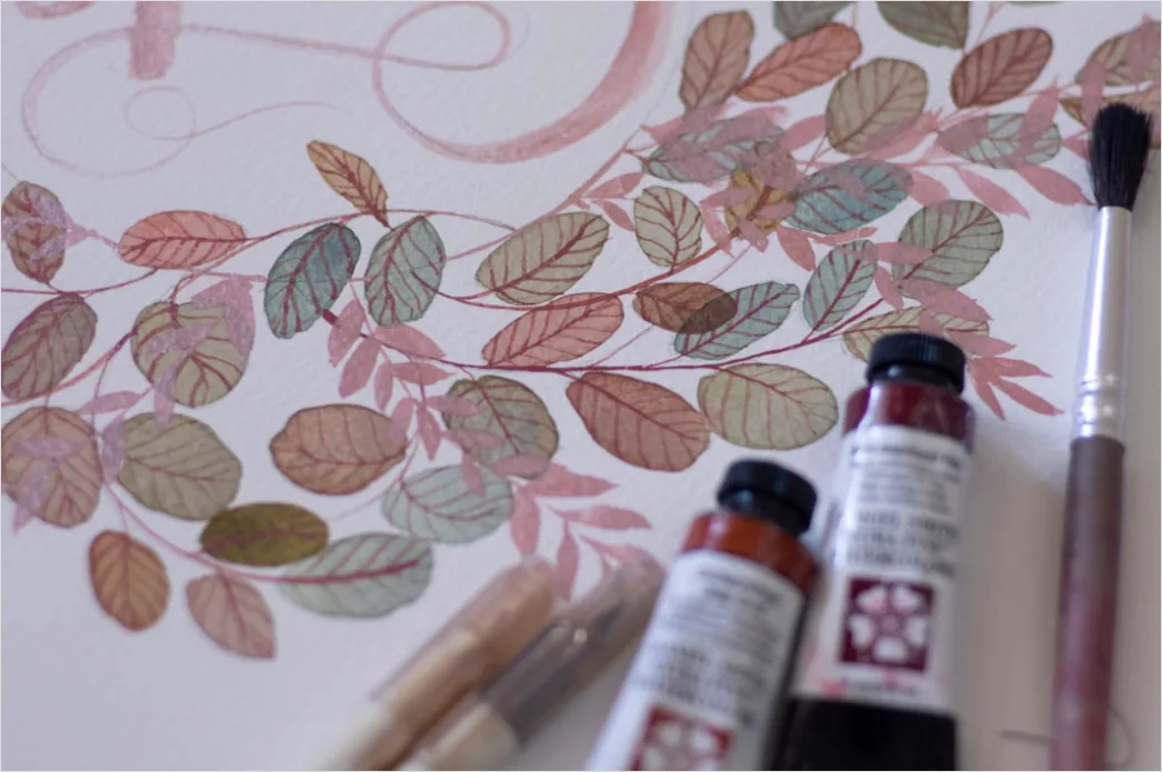 Detail Gouache Illustration Matte Farben Auf Papier Number 11