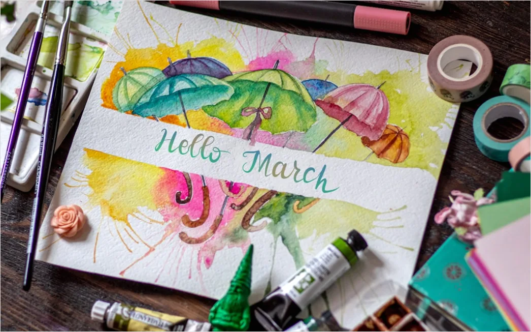 Detail Gouache Illustration Matte Farben Auf Papier Number 14