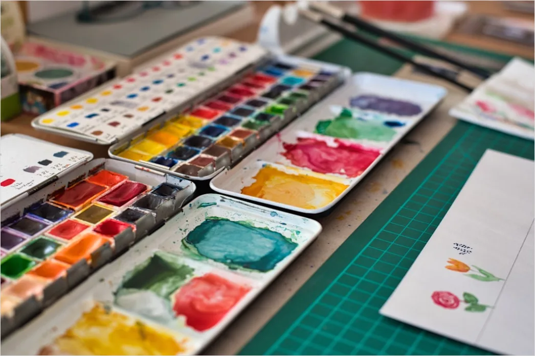Detail Gouache Illustration Matte Farben Auf Papier Number 15