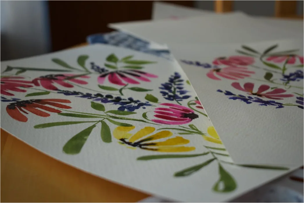 Detail Gouache Illustration Matte Farben Auf Papier Number 7