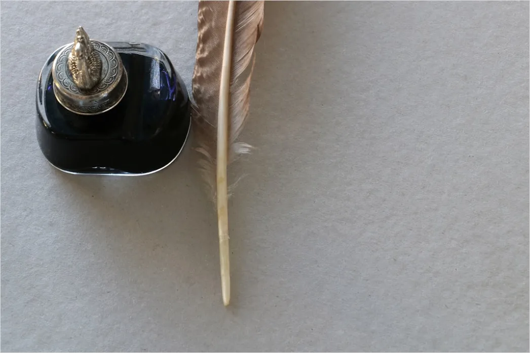 Kalligraphie Feder Und Tinte Nahaufnahme 17ba