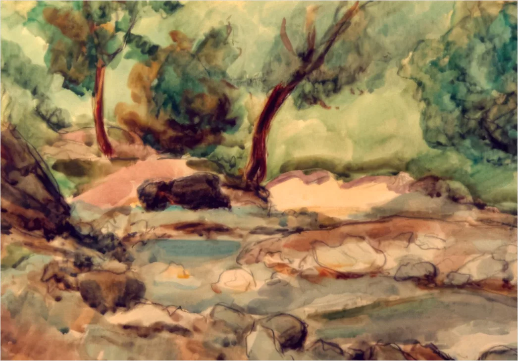 Detail Landschaftsmalerei Nebel Wald Aquarell Stil Number 2