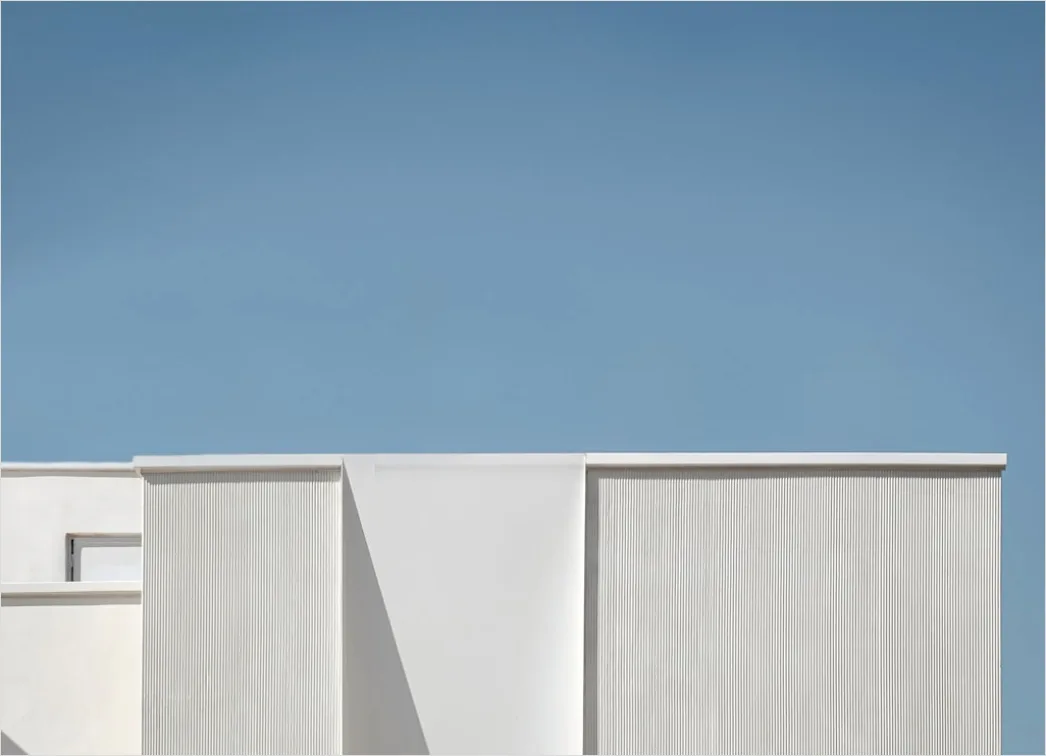 Detail Minimalistisches Haus Weiß Fassade Flachdach Number 3