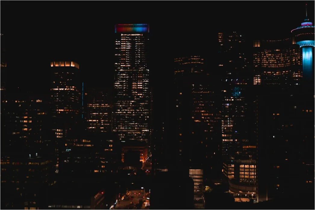 Detail Moderne Stadt Skyline Bei Nacht Beleuchtet Number 17