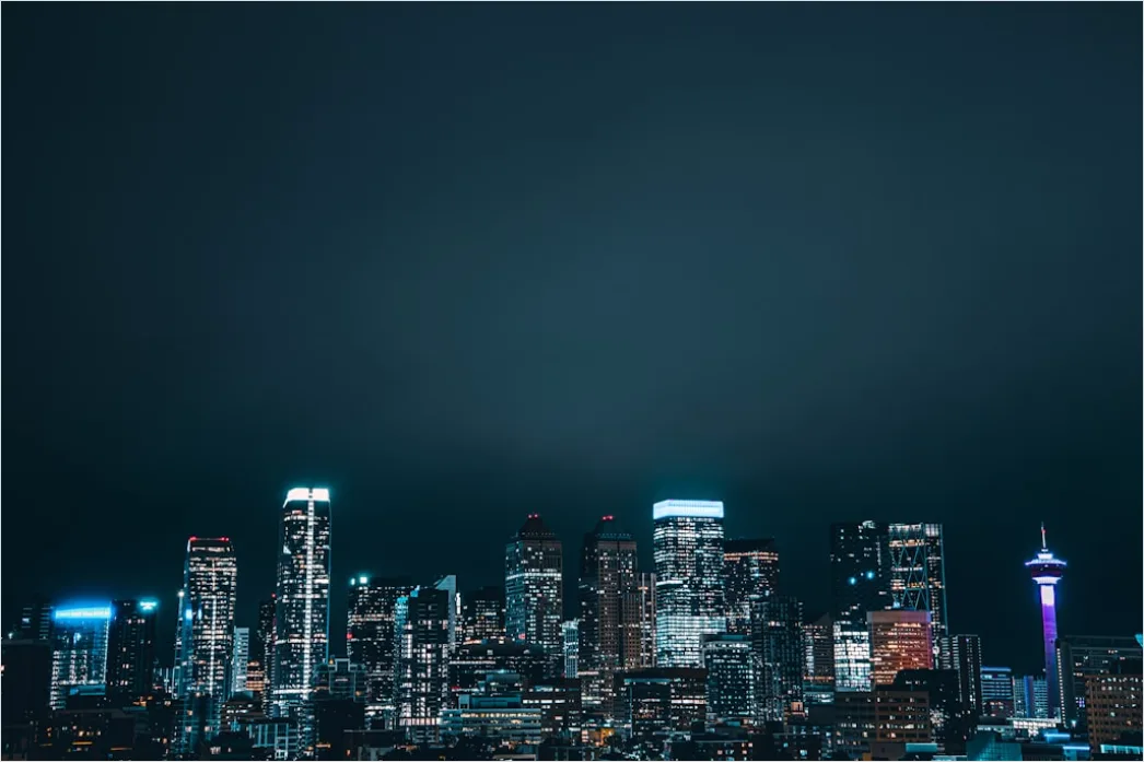 Detail Moderne Stadt Skyline Bei Nacht Beleuchtet Number 6