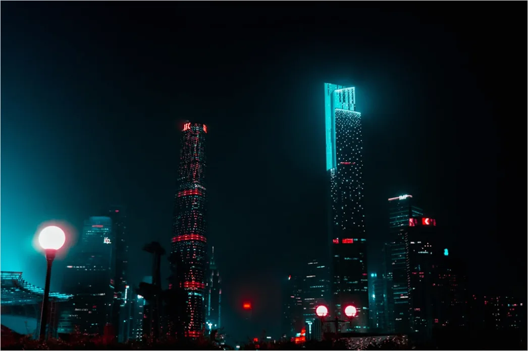 Detail Sci Fi Stadt Illustration Neon Nacht Number 2