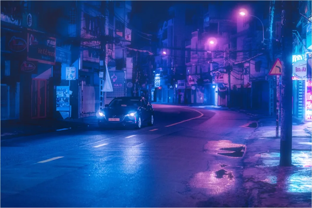 Detail Sci Fi Stadt Illustration Neon Nacht Number 4
