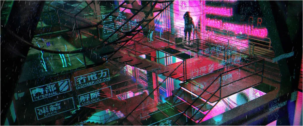 Detail Sci Fi Stadt Illustration Neon Nacht Number 7