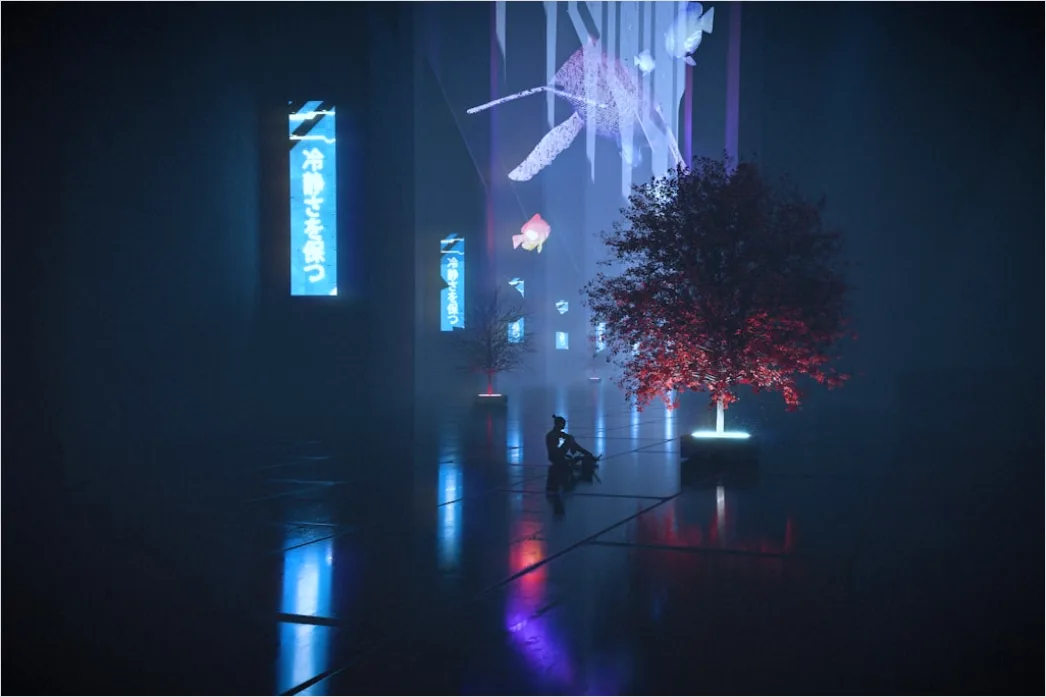 Detail Sci Fi Stadt Illustration Neon Nacht Number 9