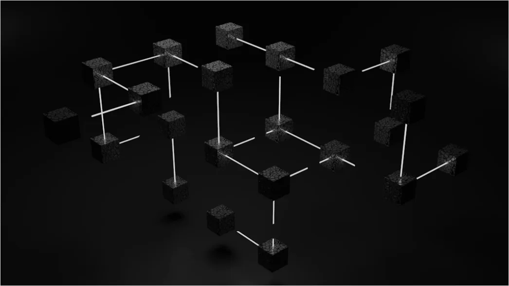 Detail Blockchain Network Concept Illustration Connected Nodes Number 12