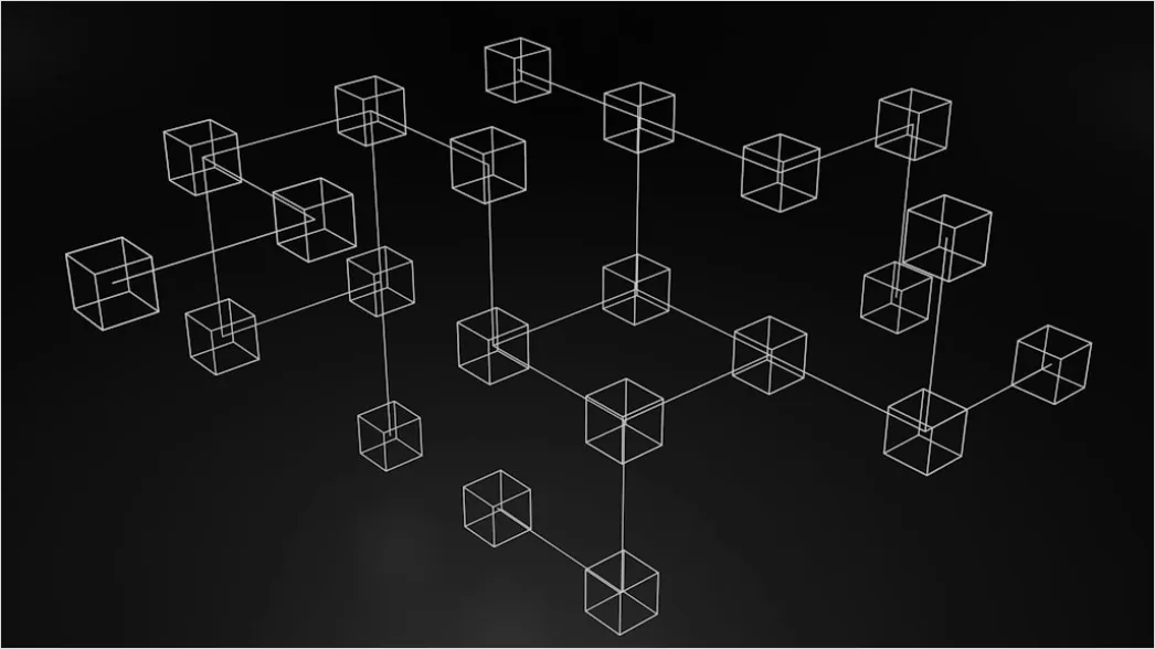 Detail Blockchain Network Concept Illustration Connected Nodes Number 20