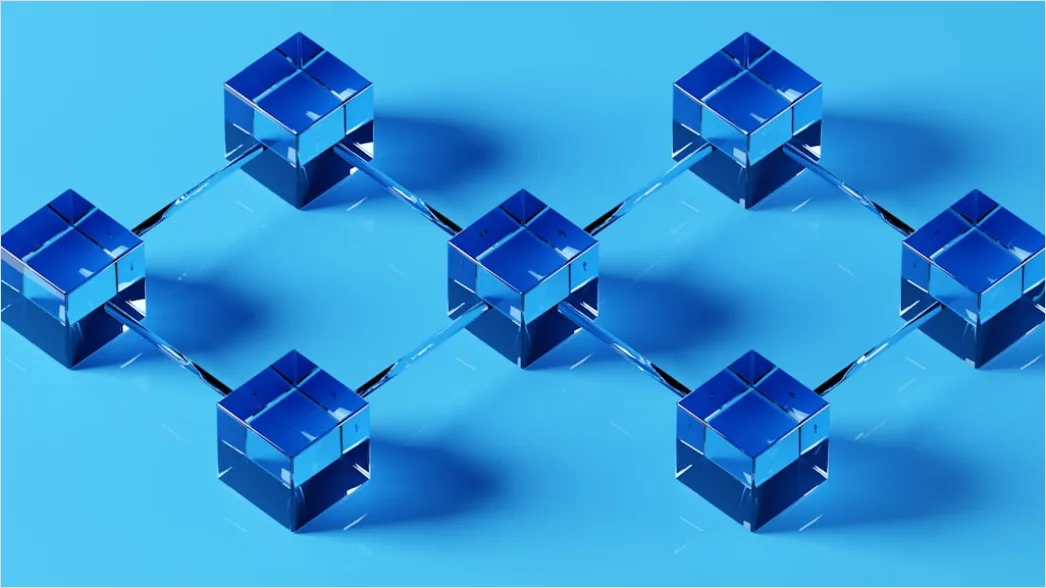 Detail Blockchain Network Concept Illustration Connected Nodes Number 3