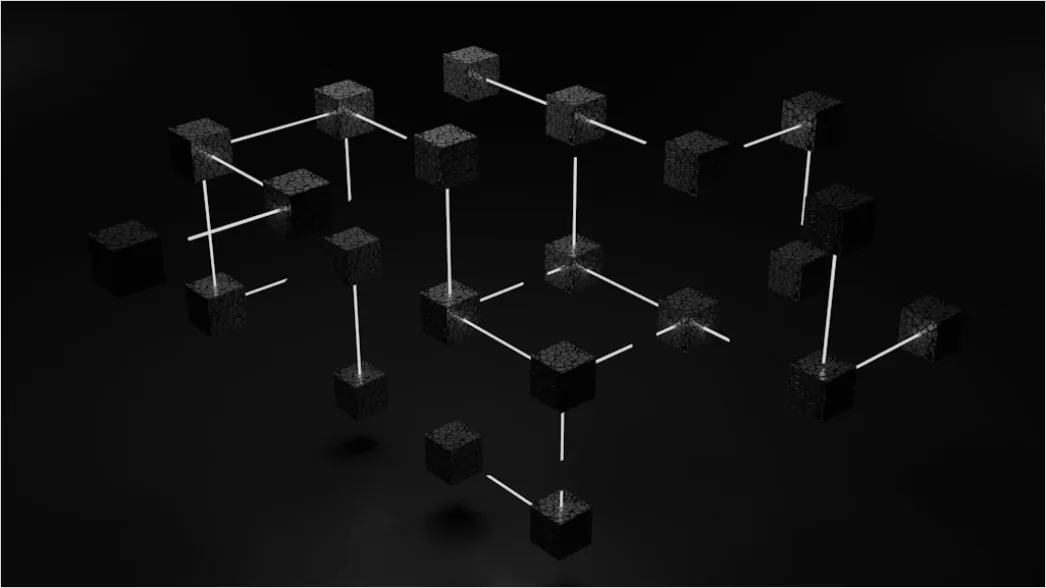 Detail Blockchain Network Concept Illustration Connected Nodes Number 4