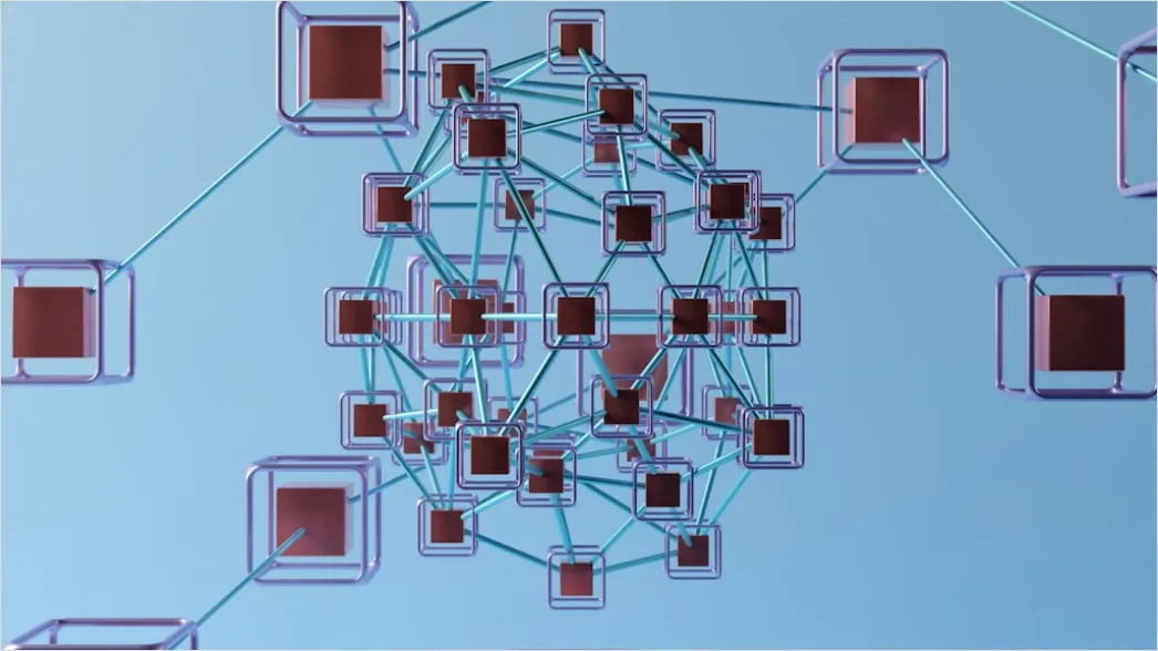 Detail Blockchain Network Concept Illustration Connected Nodes Number 5