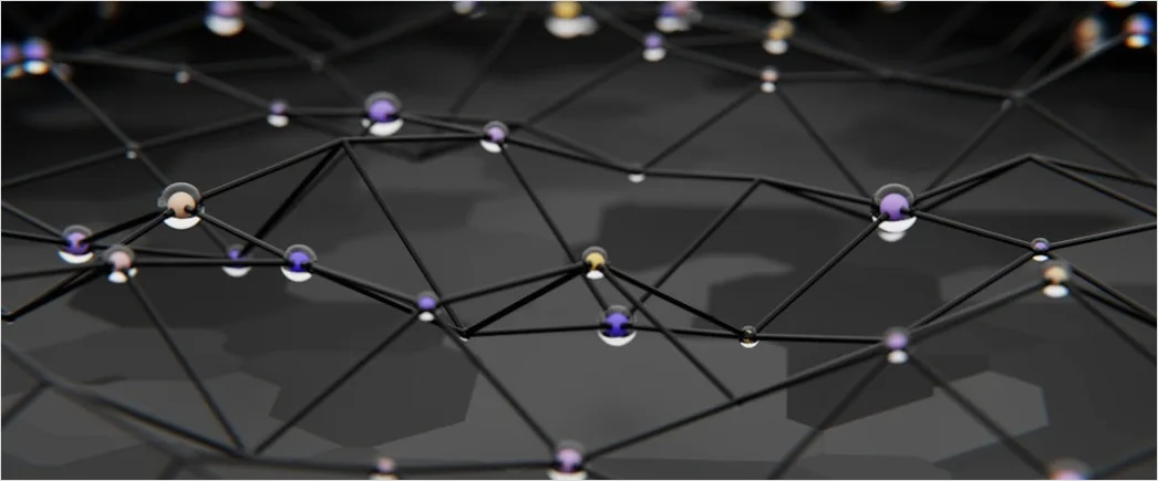 Detail Blockchain Network Concept Illustration Connected Nodes Number 8