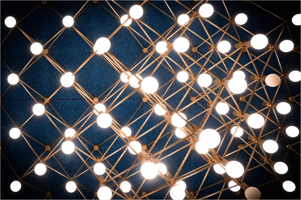 Detail Blockchain Network Concept Illustration Connected Nodes Number 10