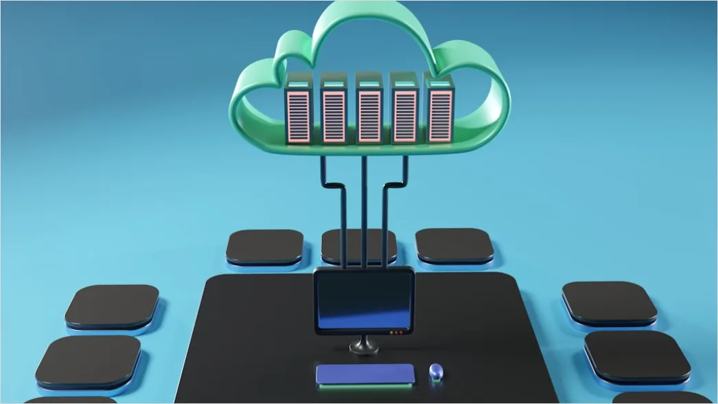 Detail Cloud Computing Concept Illustration Connected Servers Number 3