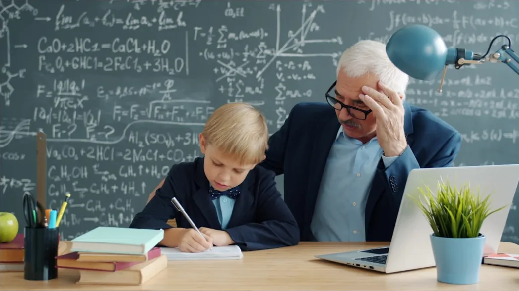 Detail High School Teacher Helping Student At Desk Number 7