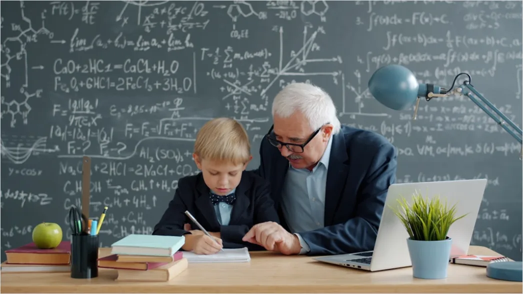 Detail High School Teacher Helping Student At Desk Number 9