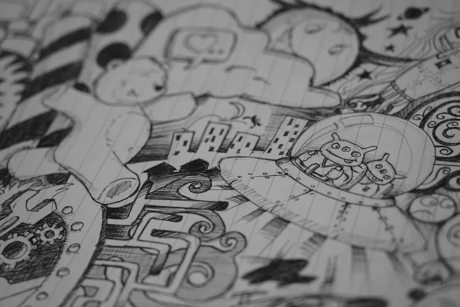 Detail Kritzel Zeichnung Doodles Handgemacht Hintergrund Number 3