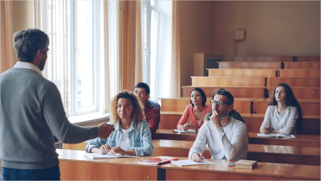 Detail Lecture Hall Students Seated Listening Attentively Number 20